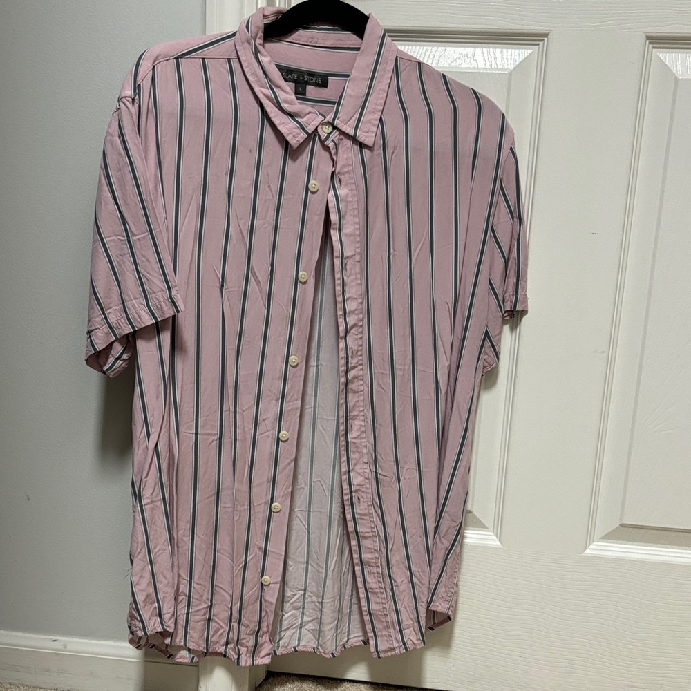 Slate & Stone Pink and Black Striped Button-Down Shirt